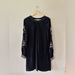 MM Vintage Beaded Embroidered Black Shift Dress Size M